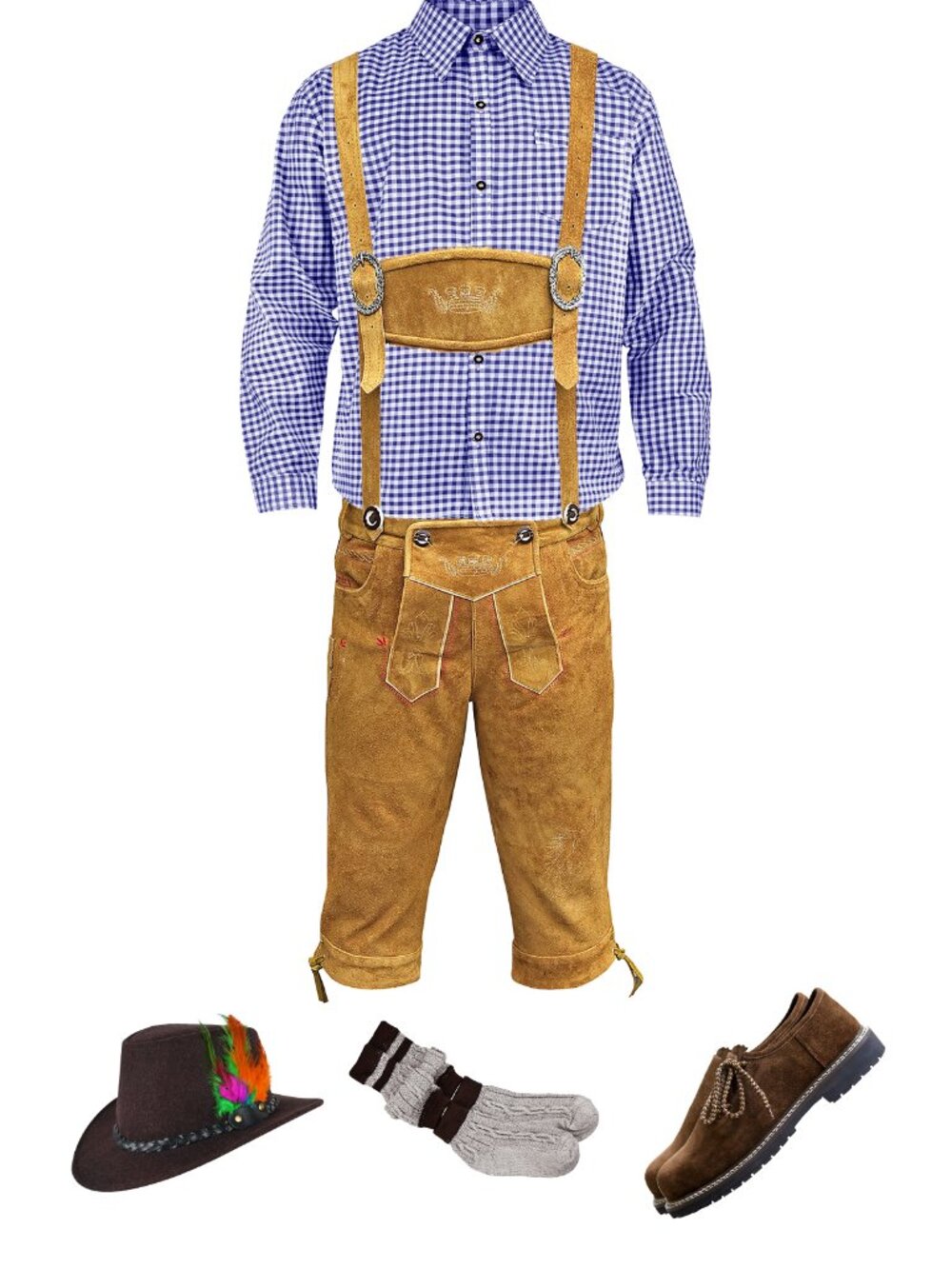 Men's Knie Bundhosen Lederhosen Oktoberfest Bavarian German Outfit